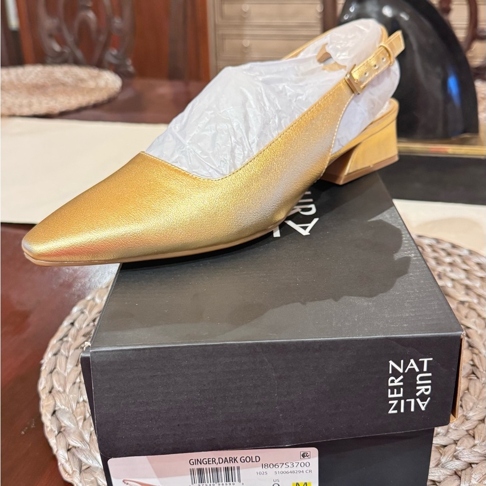 Naturalizer Ginger Metallic Gold Slingback Pointed Toe Mule